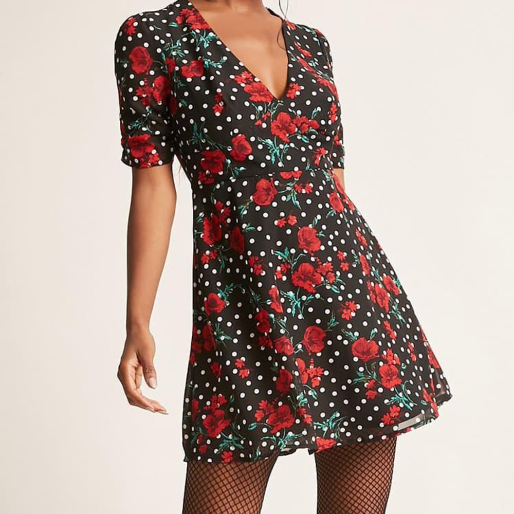 Forever 21 black and red dress with flowers